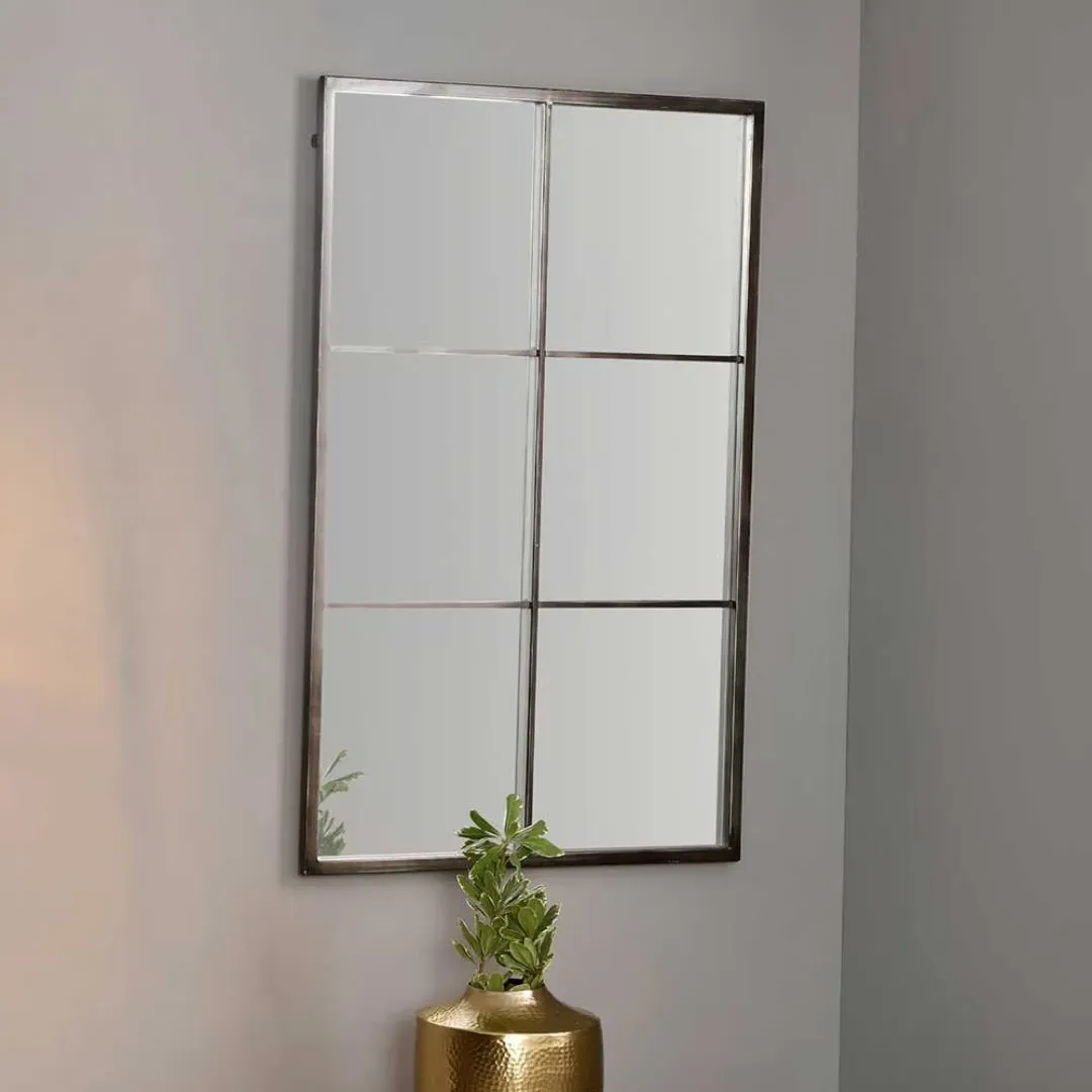 6 Pane Window Mirror - Dark Grey product