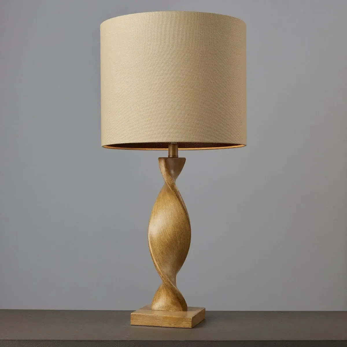 Abia Oak Effect Table Lamp - Natural Linen product
