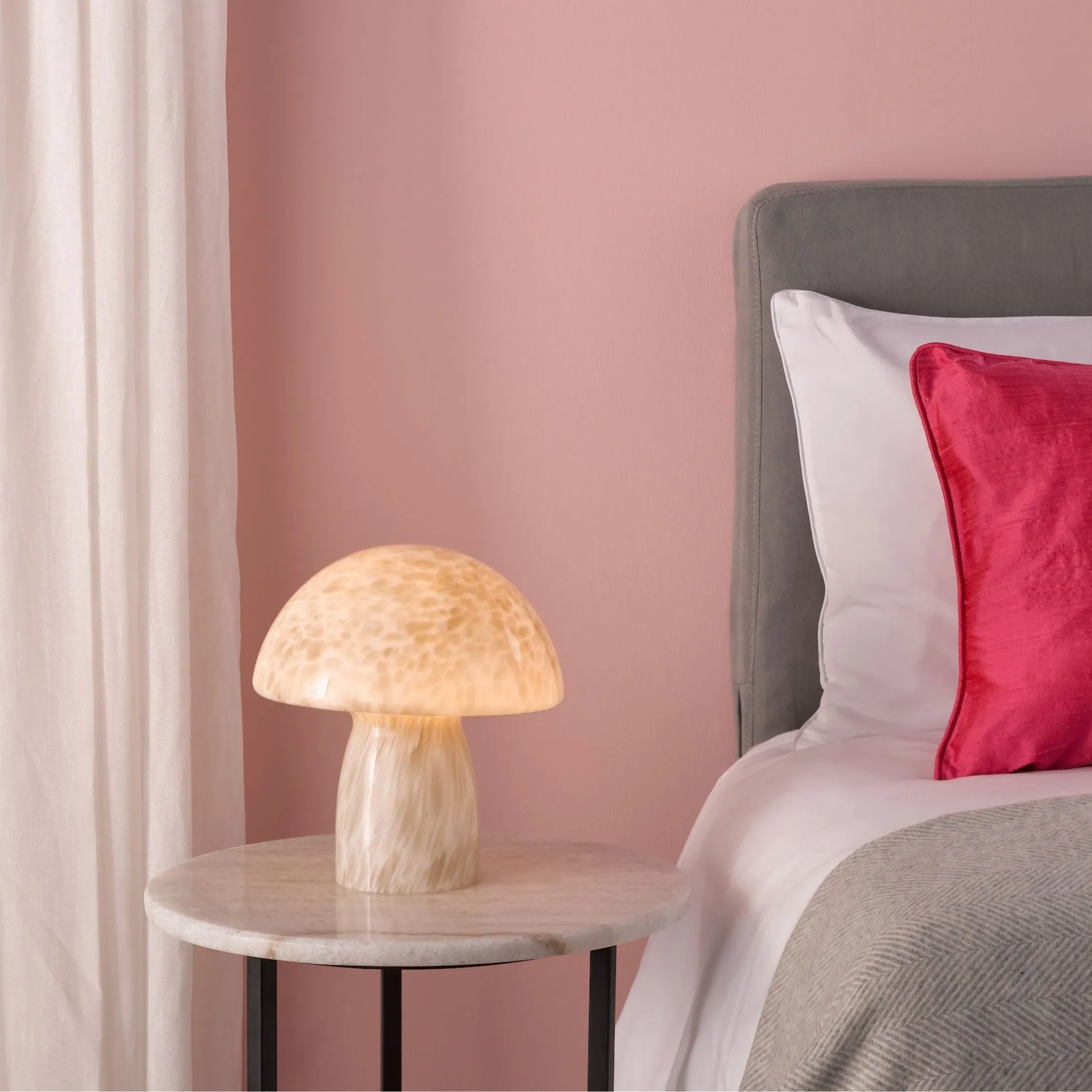 Addie Mushroom Shape Table Lamp - White, Glass product