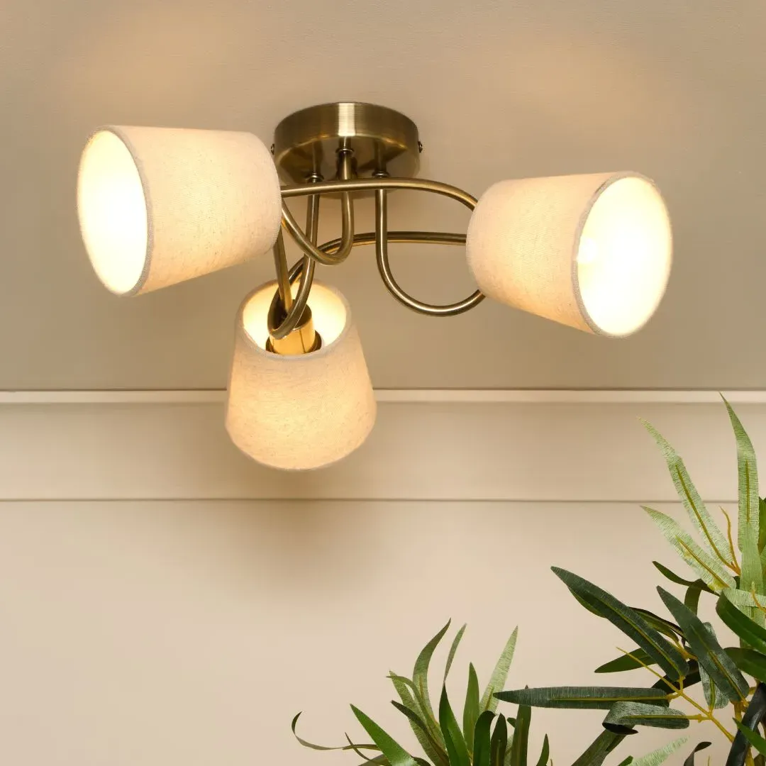Addison 3-Light Flush Ceiling Light - Antique Brass product