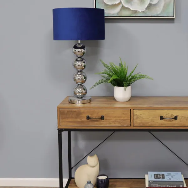 Aila Stacked Ball Table Lamp - Chrome, Navy Velour product