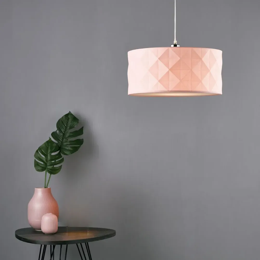 Aisha Drum Pendant Light Shade - Pink, Cotton product
