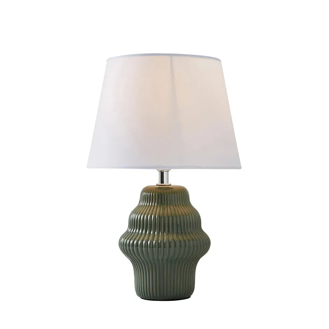 Alanna Ribbed Ceramic Table Lamp - Green product