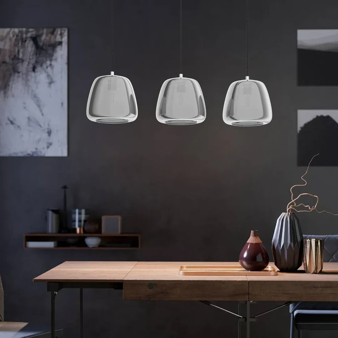 Albarino 3-Light Ceiling Bar - Smoked Glass, Chrome product
