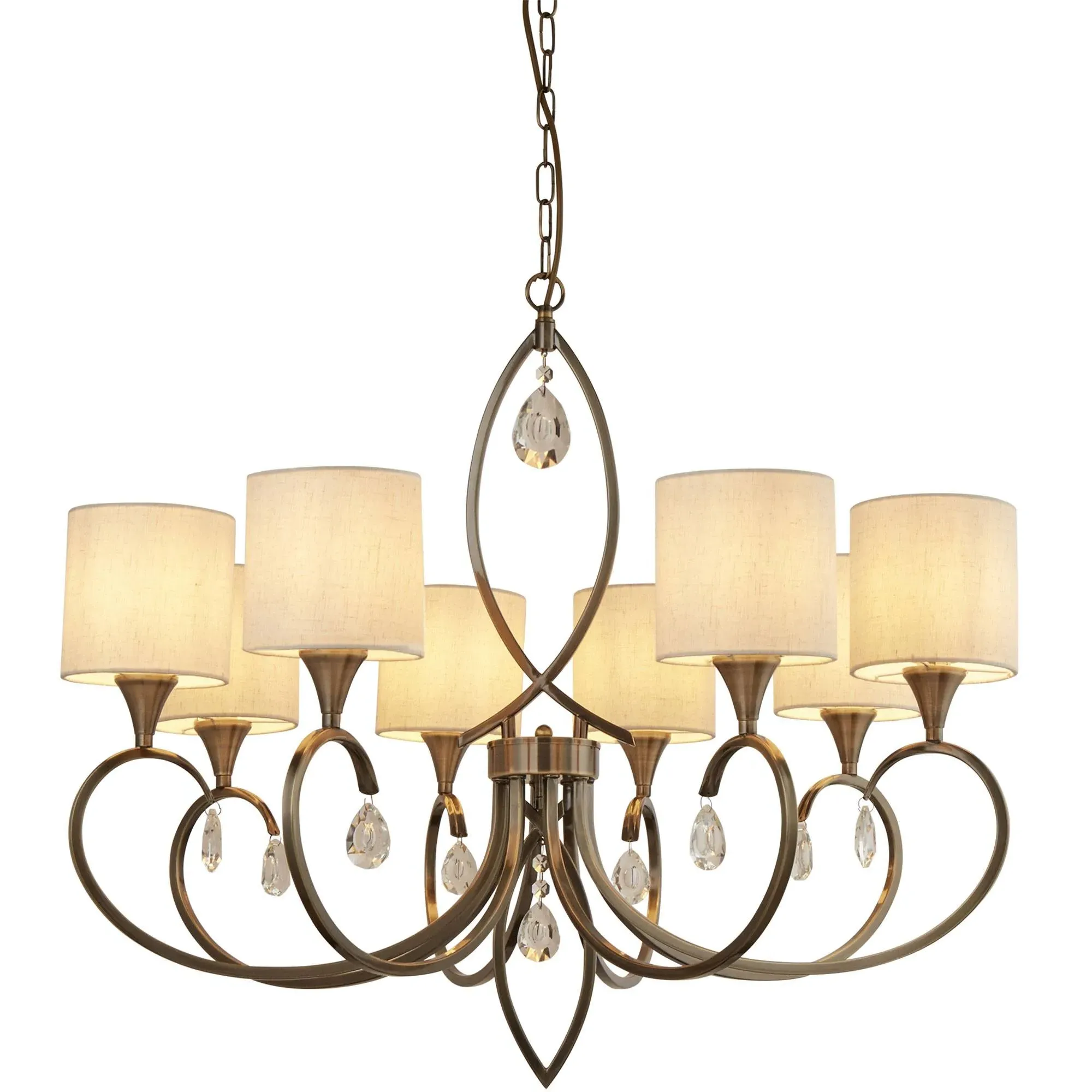 Alberto 8-Light Chandelier - Antique Brass, Crystal product