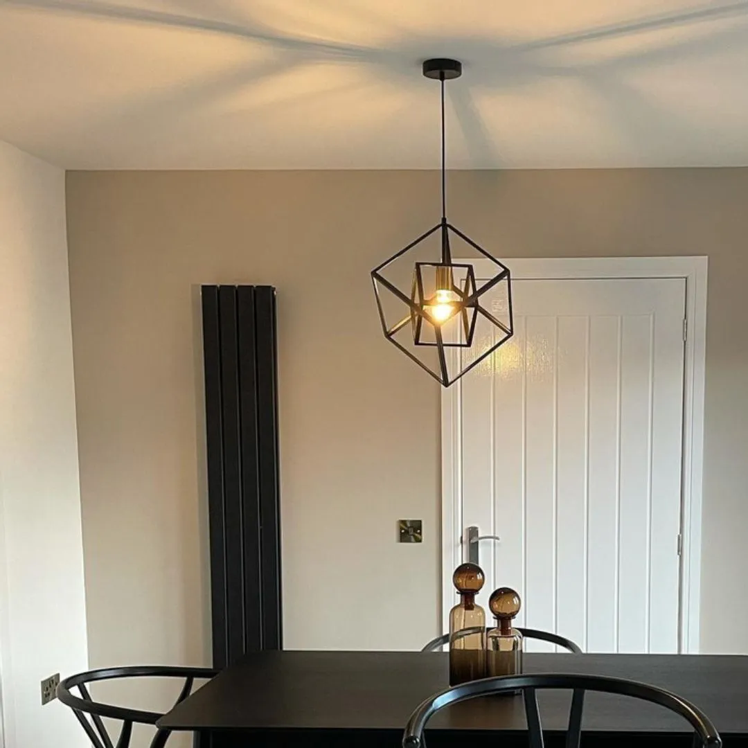 Alessio Cube Pendant Ceiling Light - Matte Black, Metal product