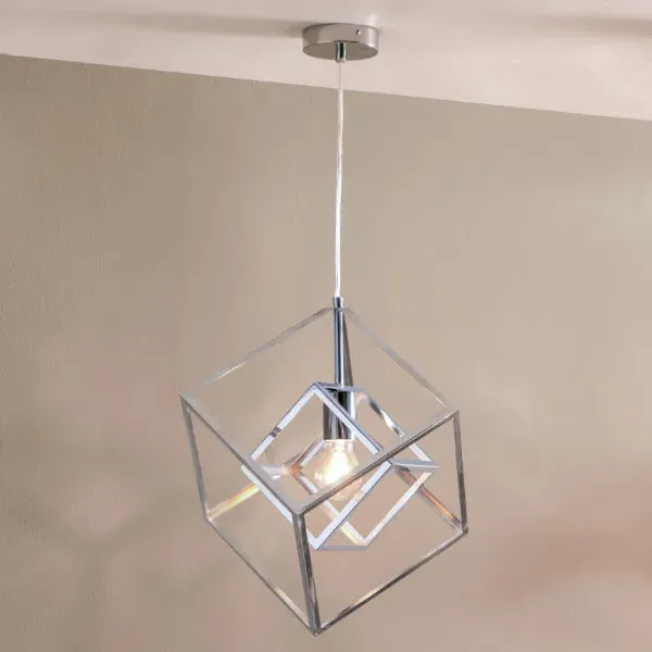 Alessio Cube Pendant Ceiling Light - Nickel, Metal product