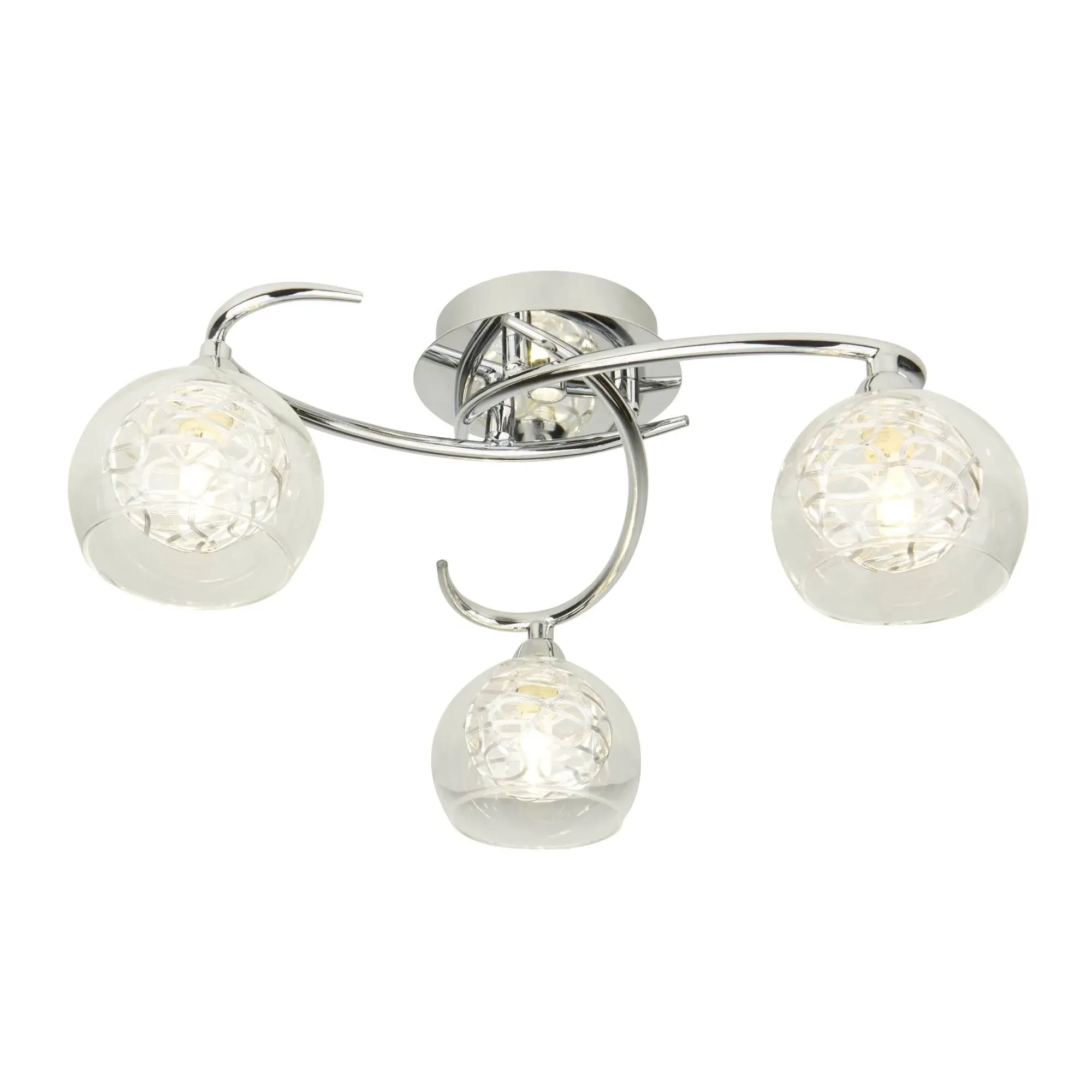 Alisha 3-Light Ceiling Light - Chrome, Glass product