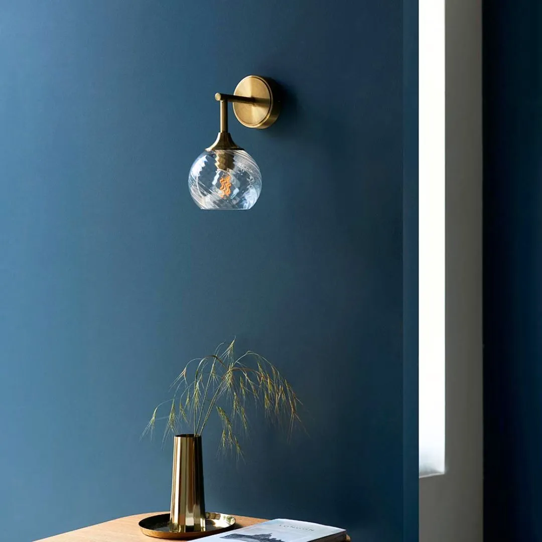 Allegra Wall Light with Twisted Glass Shade - Antique Brass product
