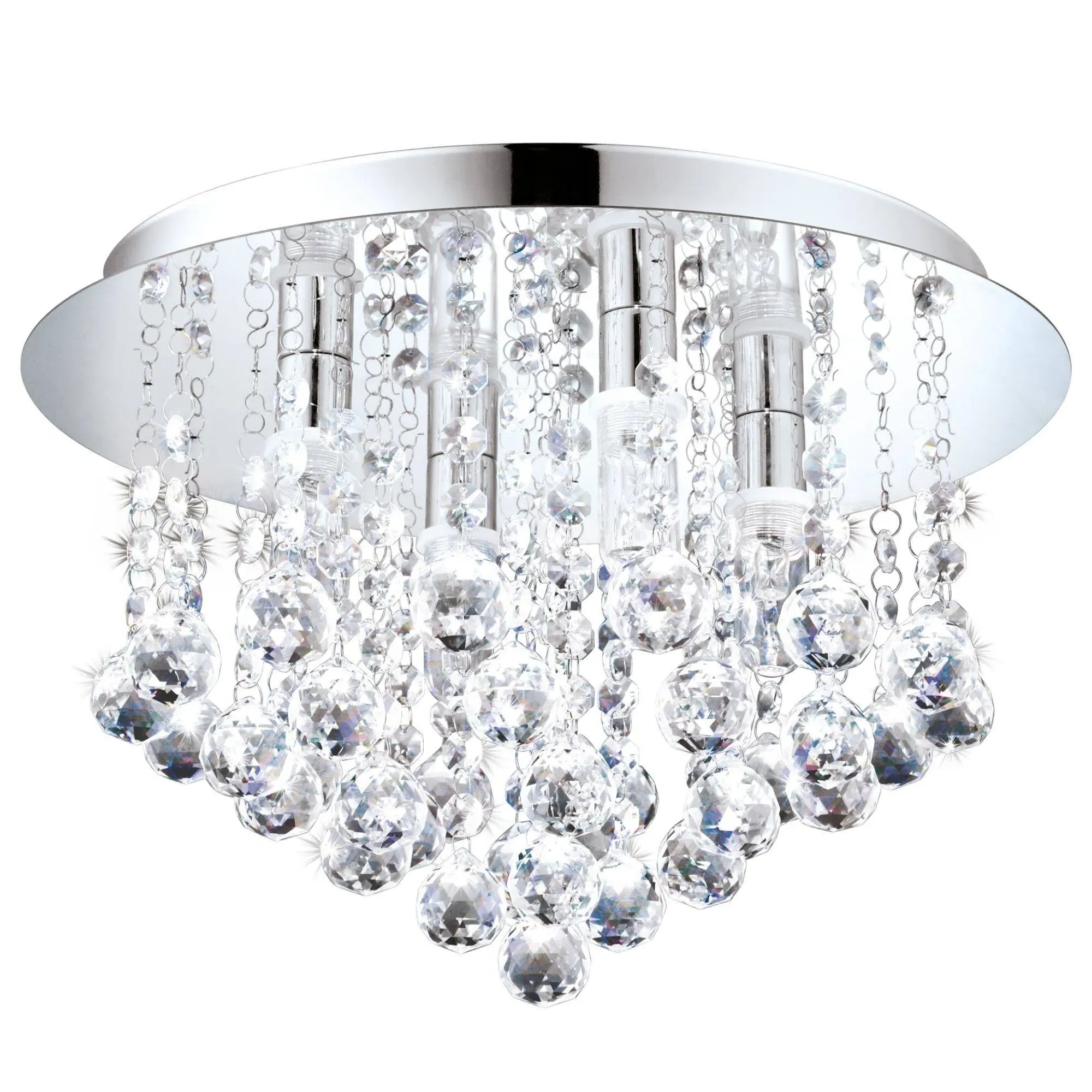 Almonte 4-Light IP44 Crystal Semi Flush Ceiling Light - Chrome product