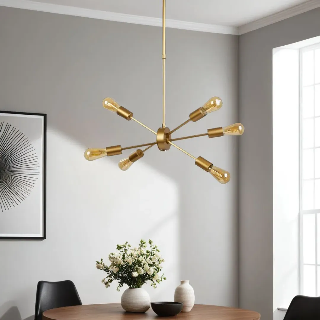 Alpha 6-Light Sputnik Pendant Ceiling Light - Gold product