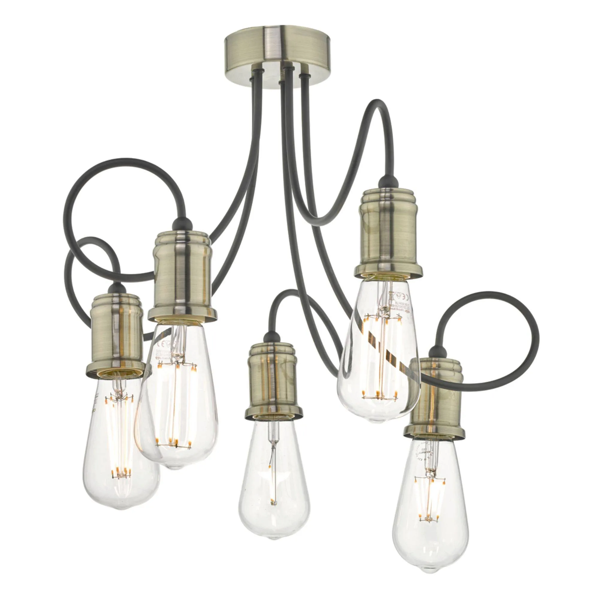 Alzbet 5-Light Semi Flush Ceiling Light - Black, Antique Brass product