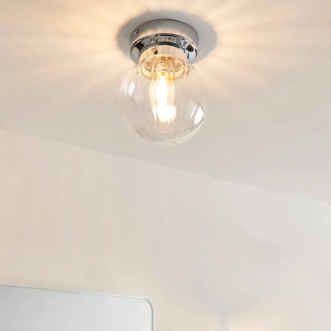 Amelie IP44 Flush Ceiling Light - Polished Chrome, Glass product