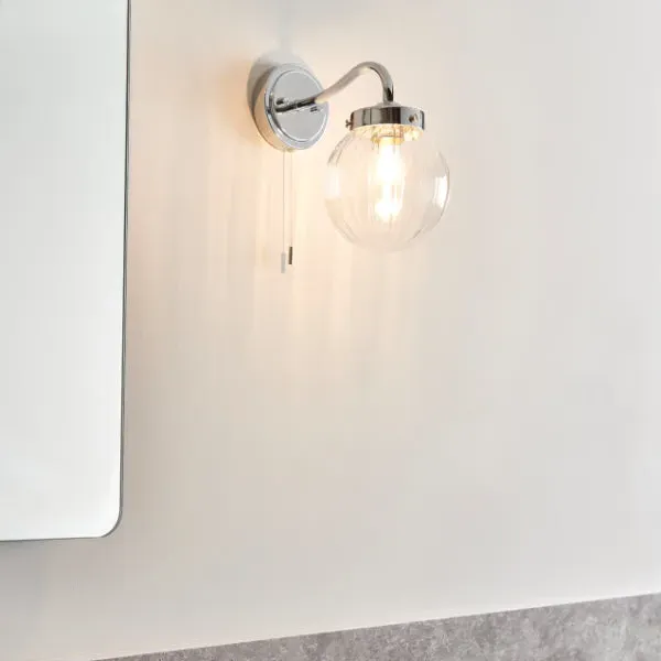 Amelie IP44 Wall Light - Polished Chrome, Glass product