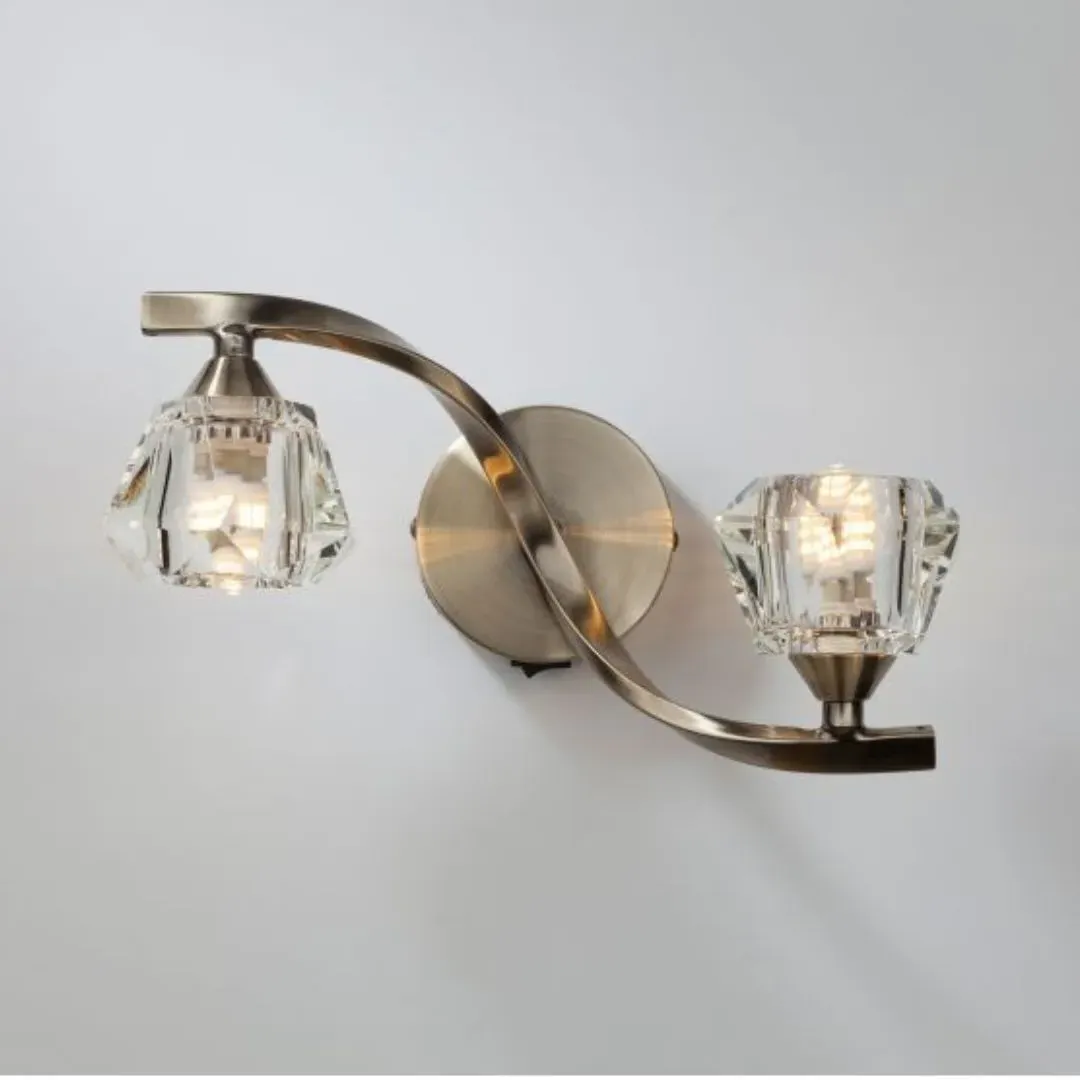 Ancona 2 Light Wall Light - Antique Brass, Crystal product