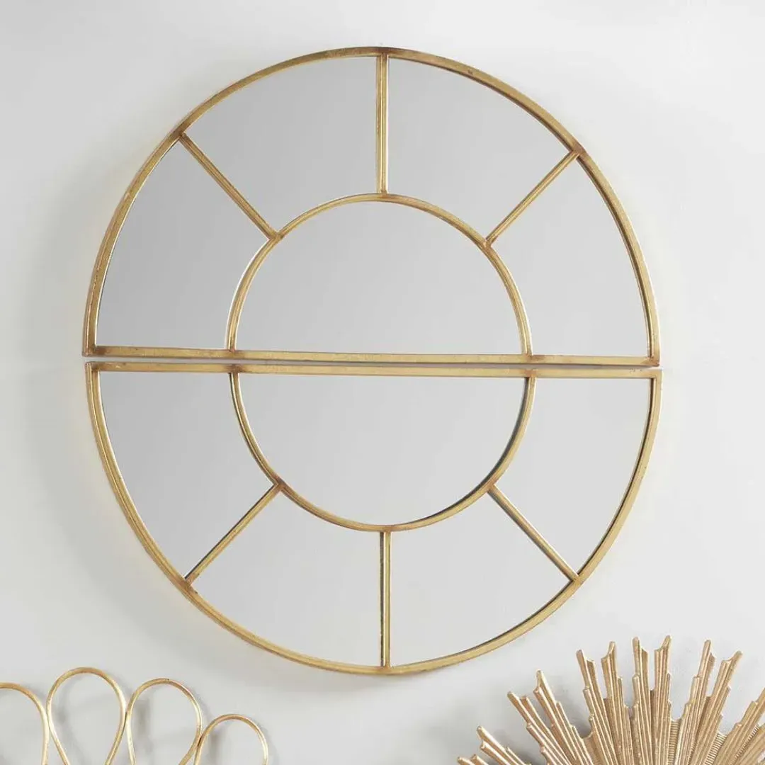 Antique Gold Round Wall Mirror - Gold, Metal product