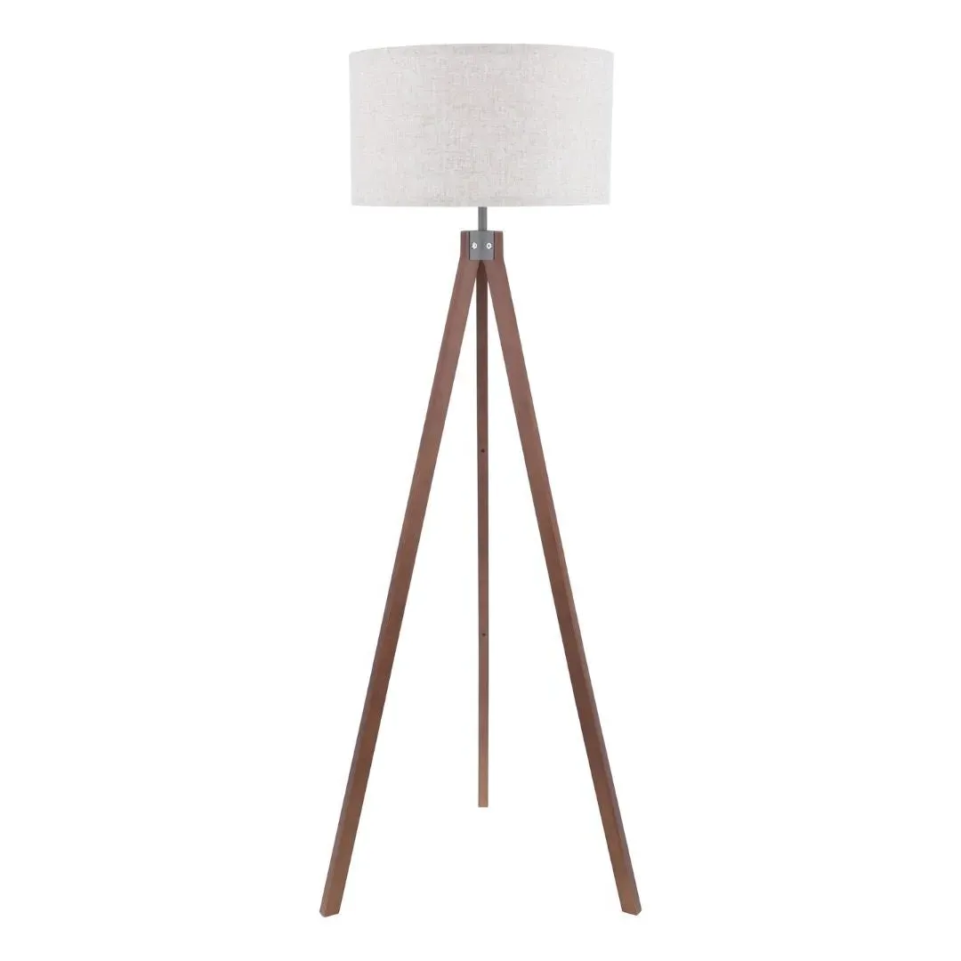 Armitage Tripod Floor Lamp with Linen Shade - Dark Wood product