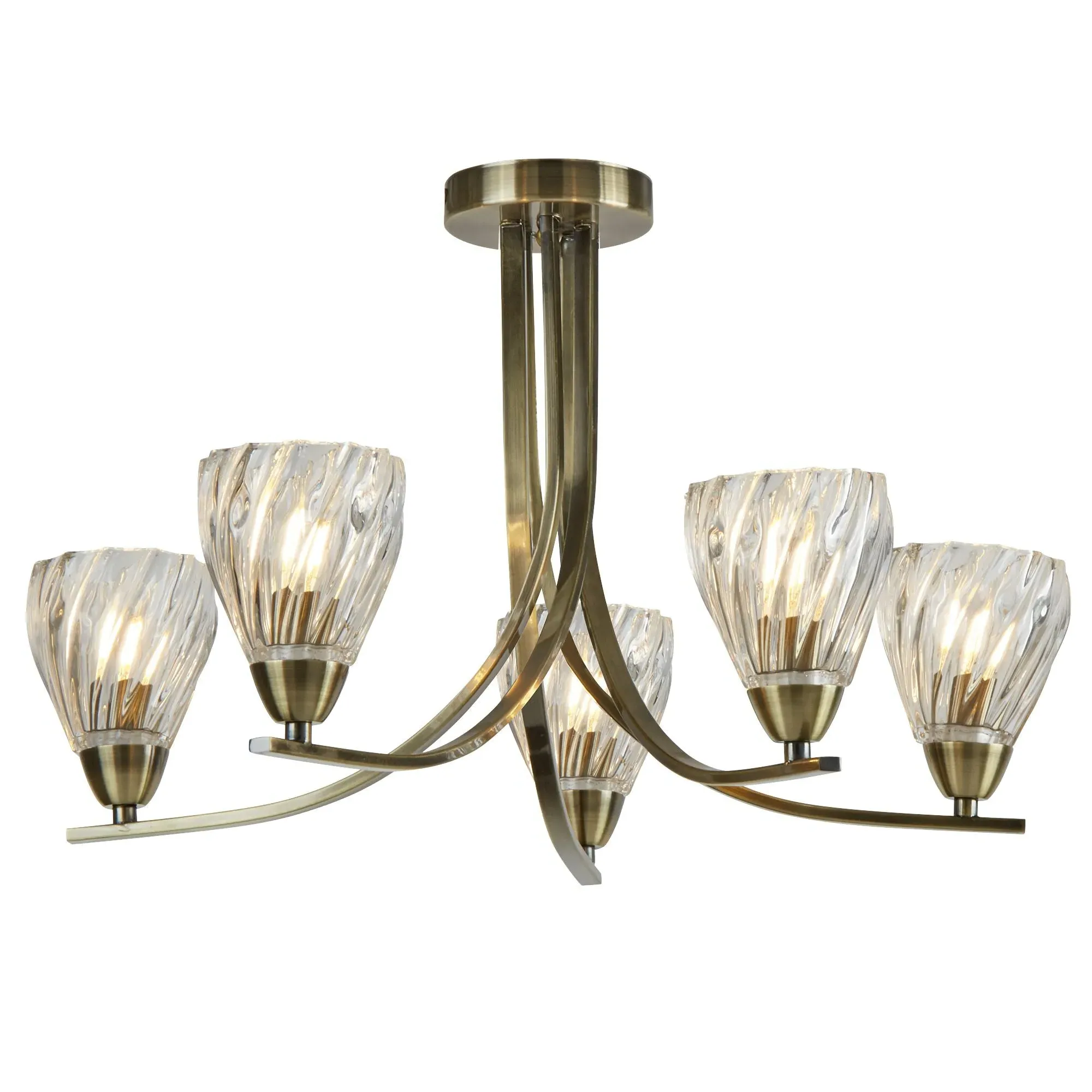 Ascona 5-Light Semi-Flush Ceiling Light - Antique Brass product