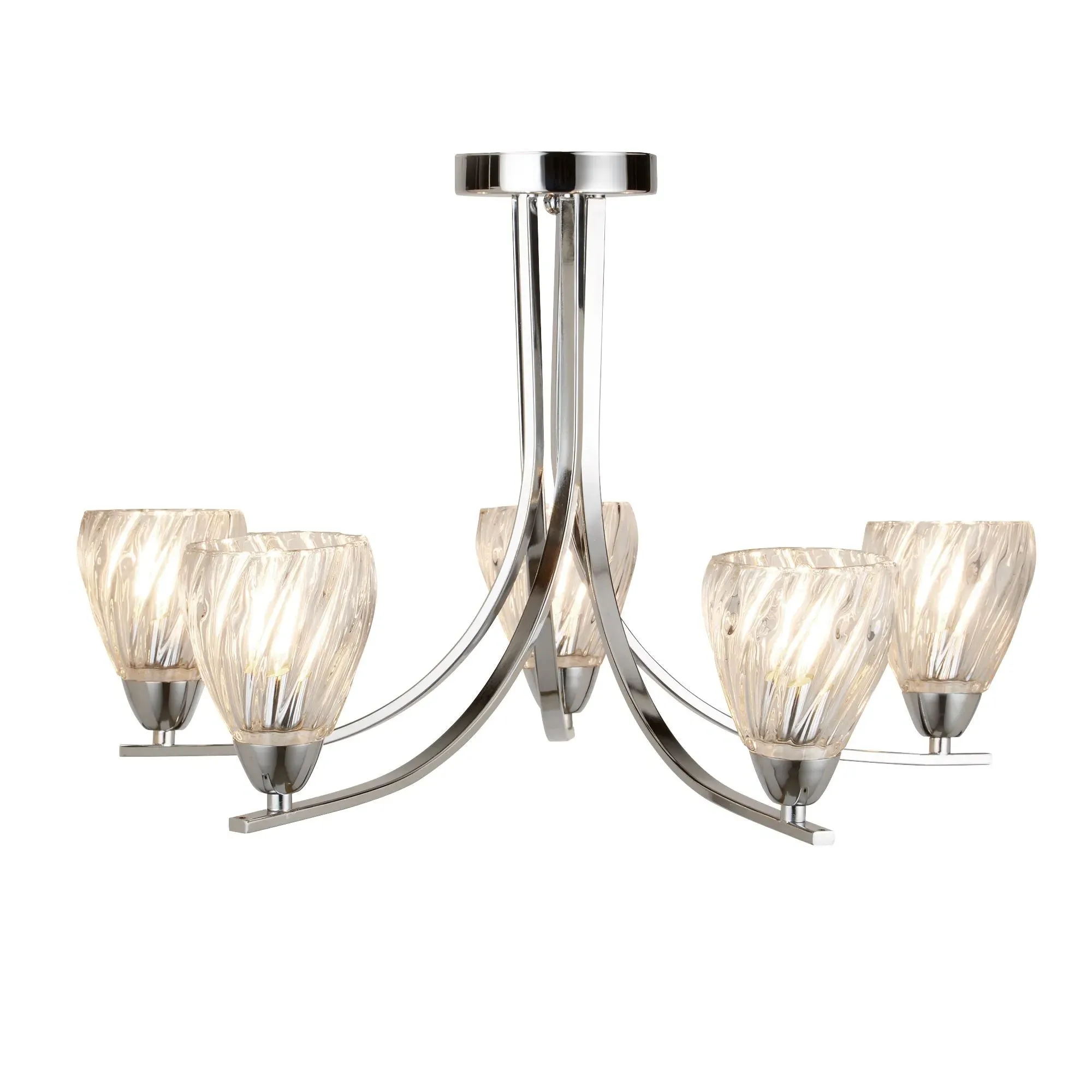 Ascona 5-Light Semi-Flush Chandelier - Chrome, Glass product