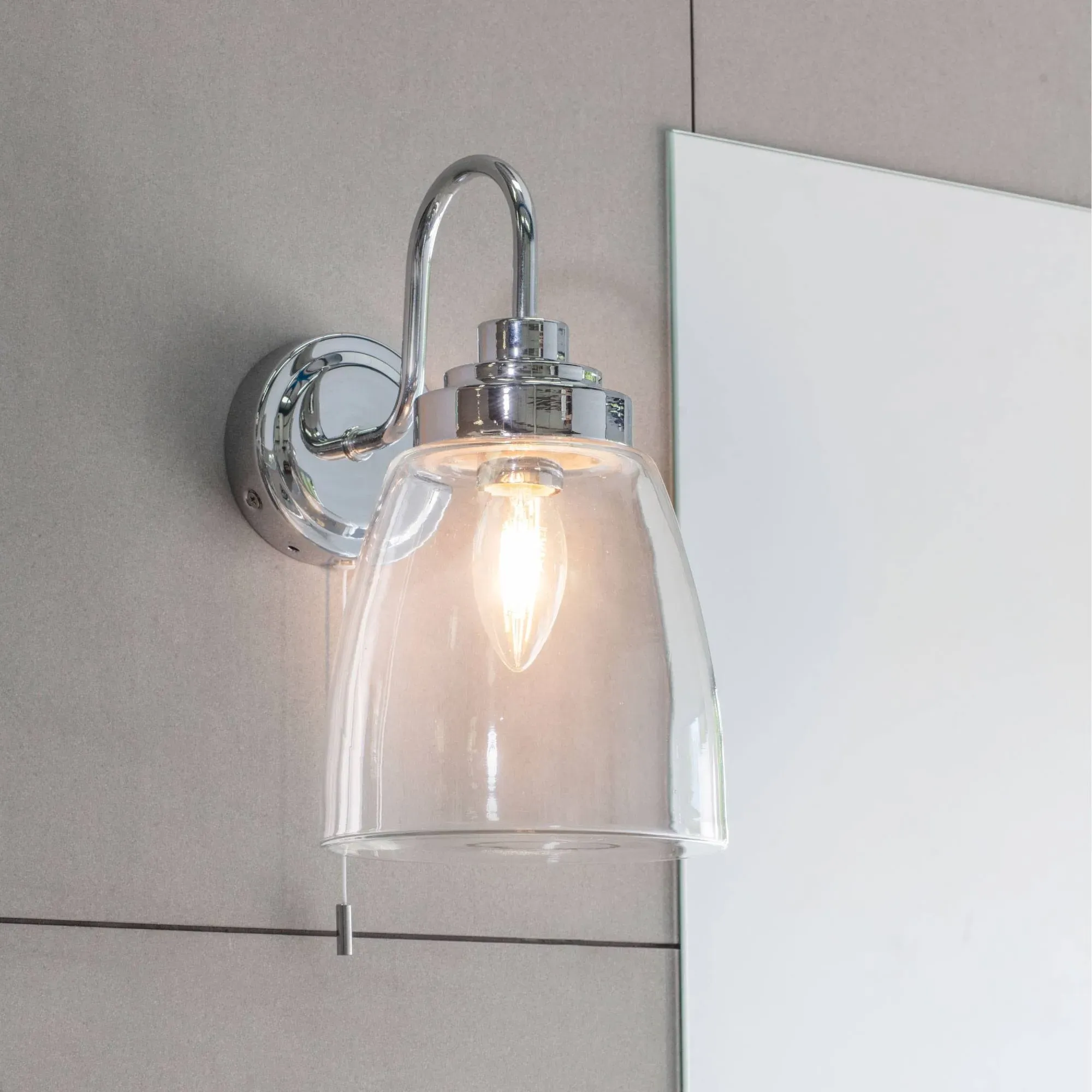 Ashbury Bathroom Wall Light - Chrome, Glass product
