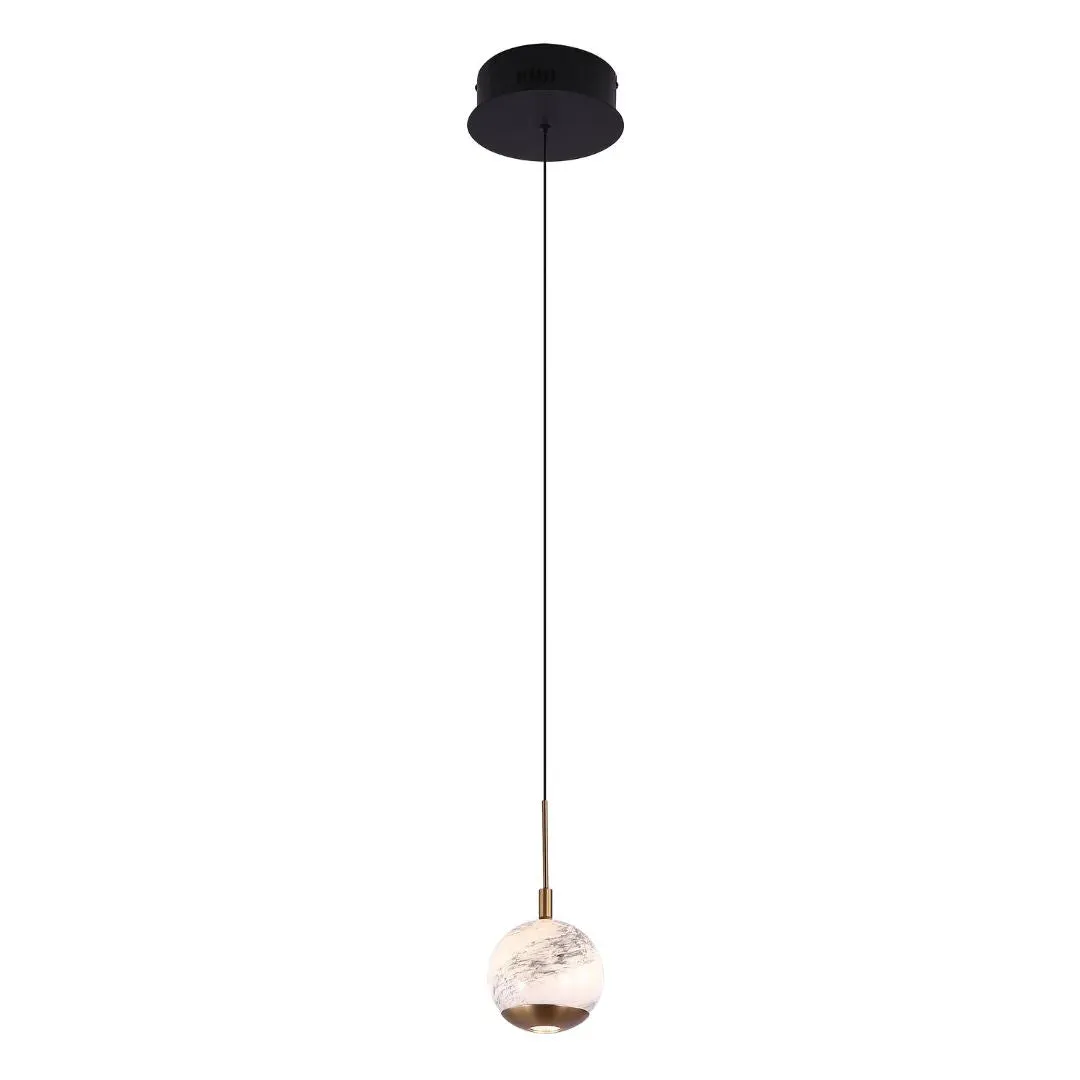 Astrid 1-Light LED Pendant Ceiling Light - Gold, Marble Glass product