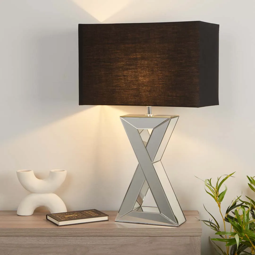 Athena Chrome Small Table Lamp - Black, Fabric product