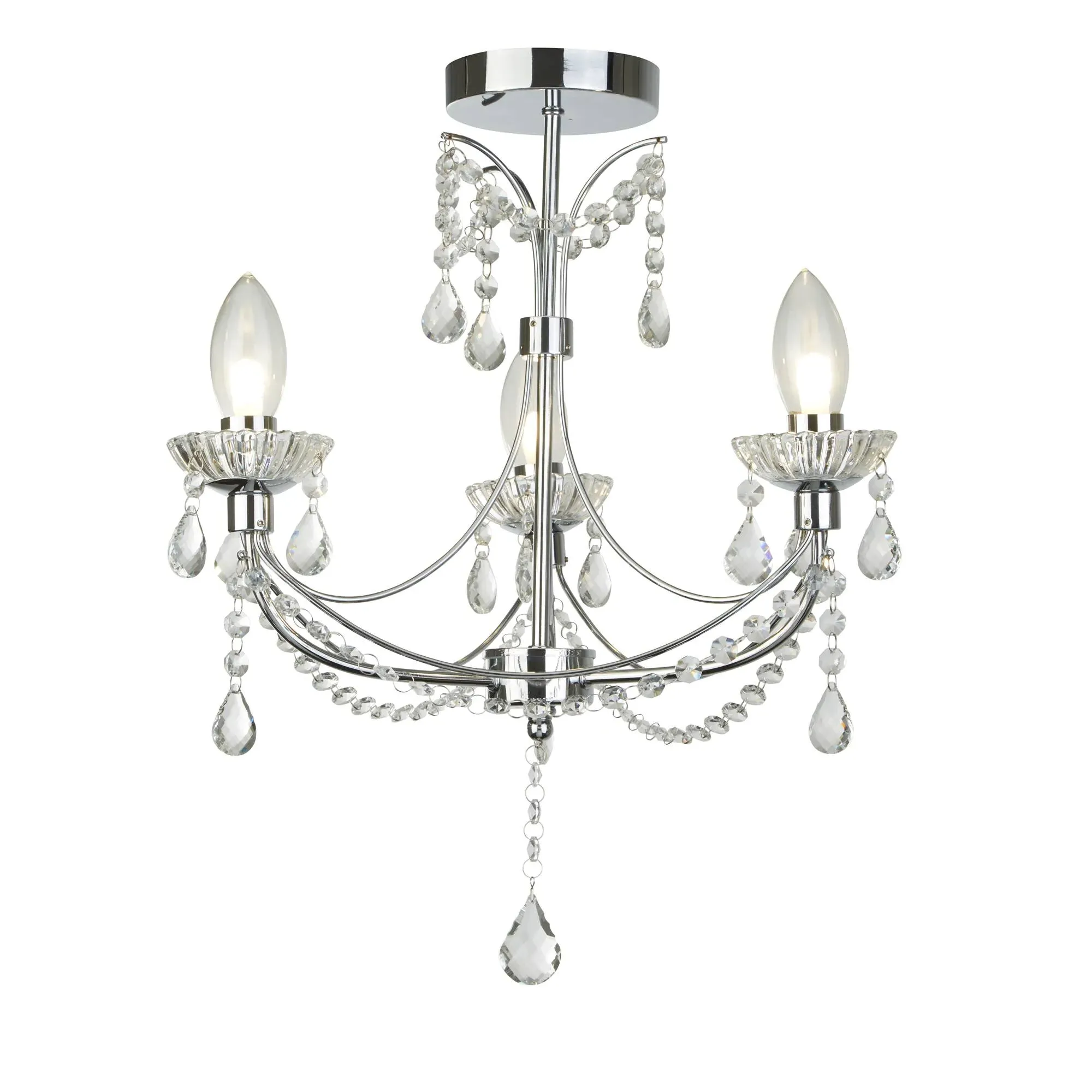 Autumn 3-Light IP44 Semi Flush Ceiling Light - Polished Chrome product