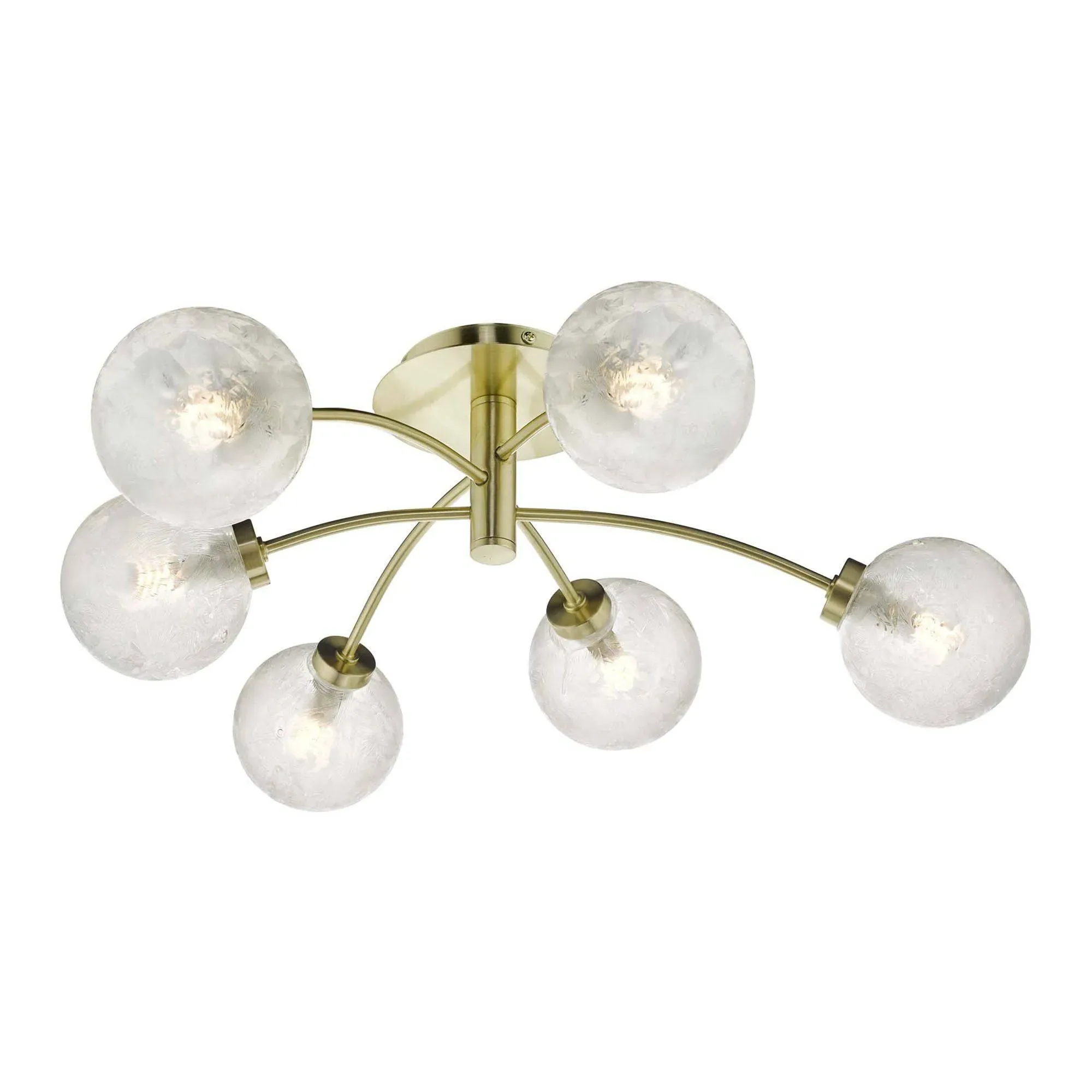 Avari 6 Light Semi Flush Ceiling Light - Satin Brass, Frosted Glass product