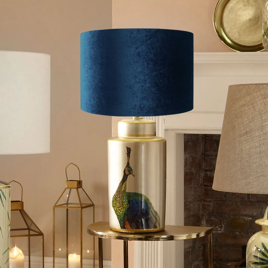 Avas Peacock Ceramic Table Lamp - Blue, Silver product