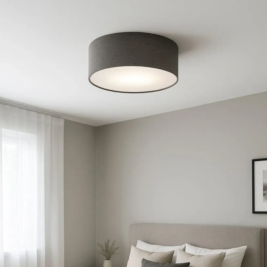 Averis Flush Ceiling Light - Grey, Fabric product