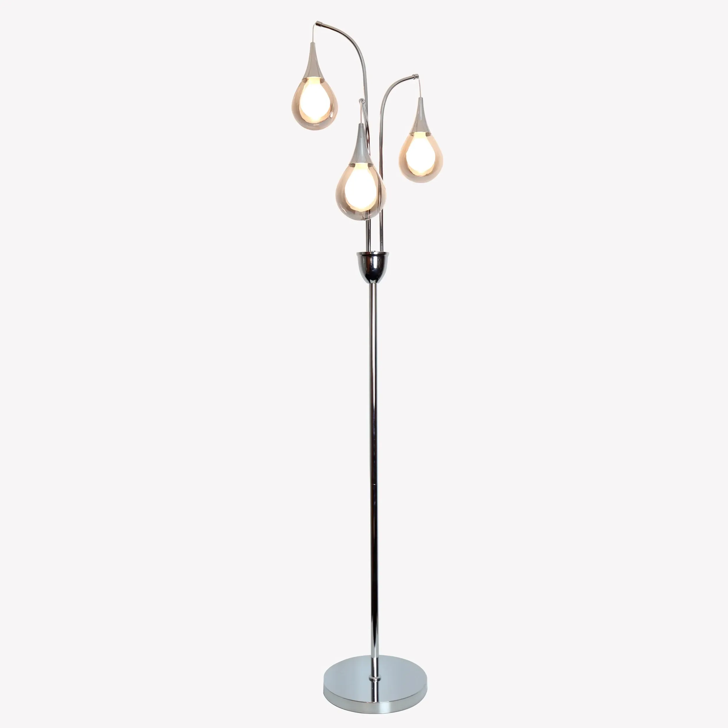 Avita 3-Light Teardrop Glass Floor Lamp - Chrome product