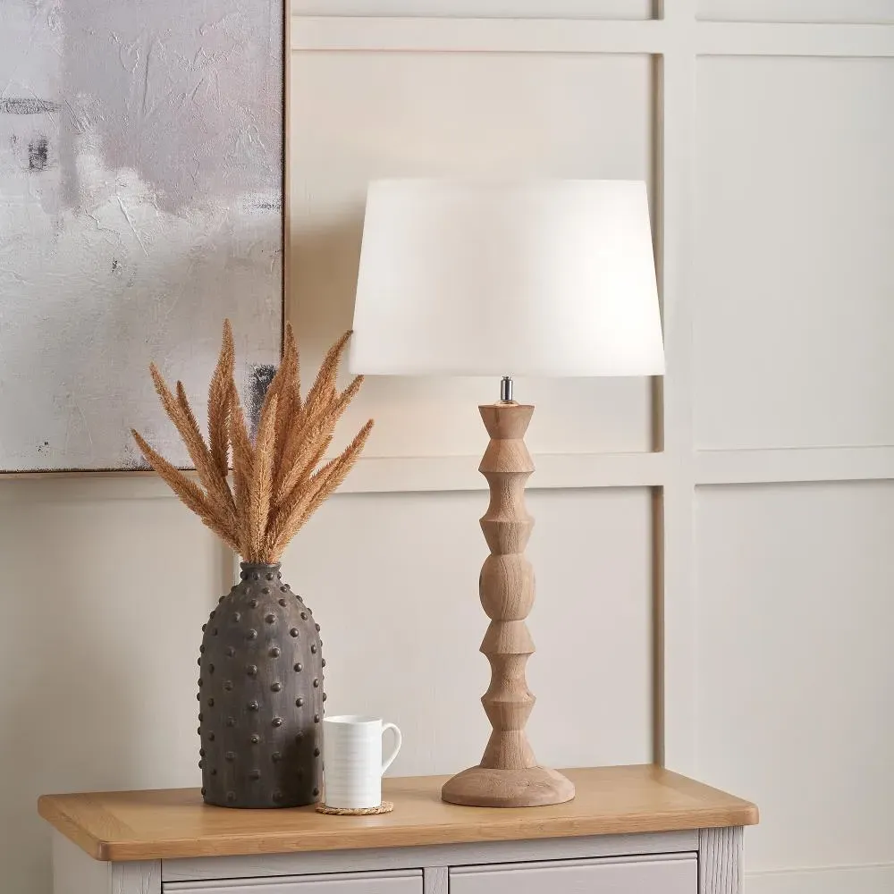 Ayra Table Lamp - Natural Wood, Cotton product
