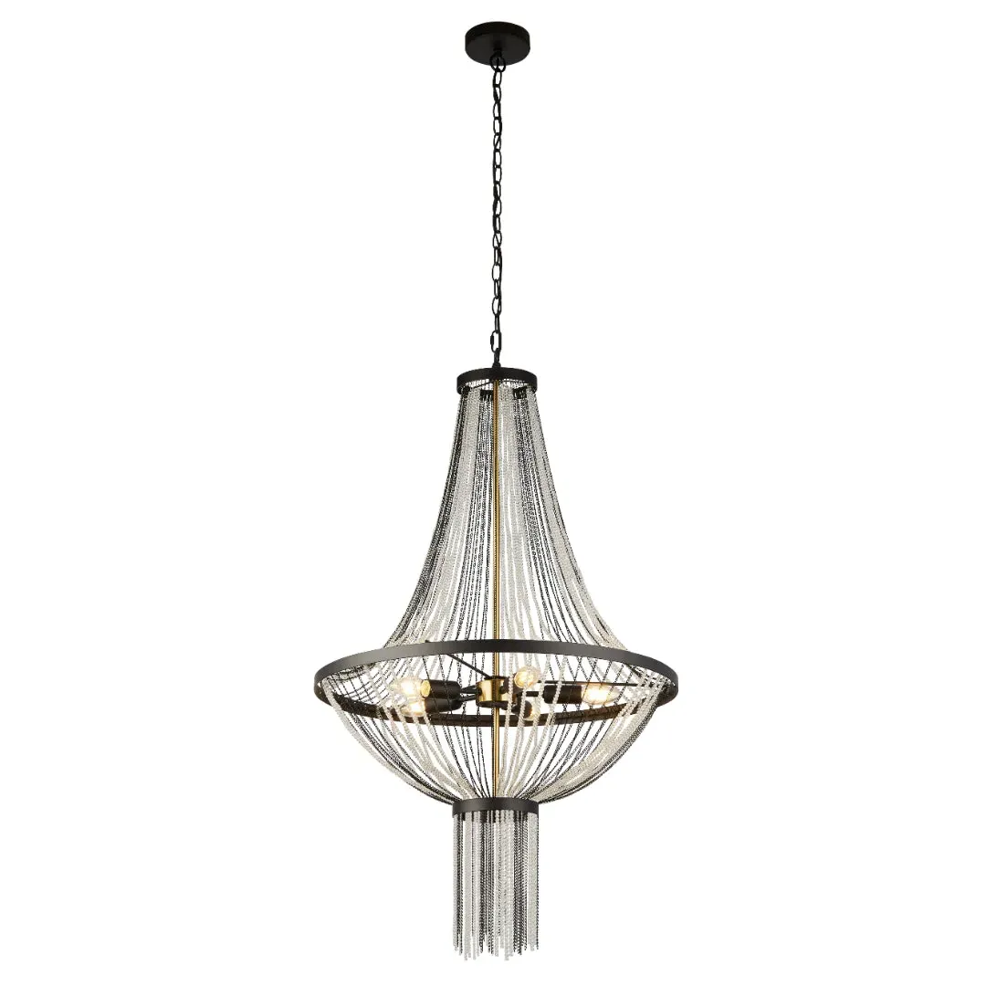 Baguette 5-Light Pendant - Black, Satin Brass product