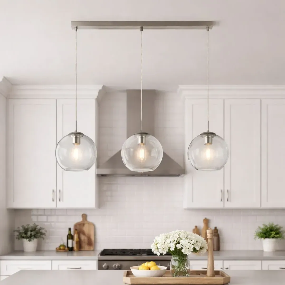 Balls 3-Light Ceiling Pendant Bar - Chrome, Glass product