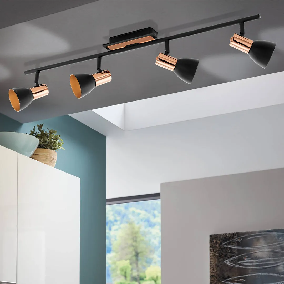 Barnham 4-Light Ceiling Spotlight Bar - Black, Copper product