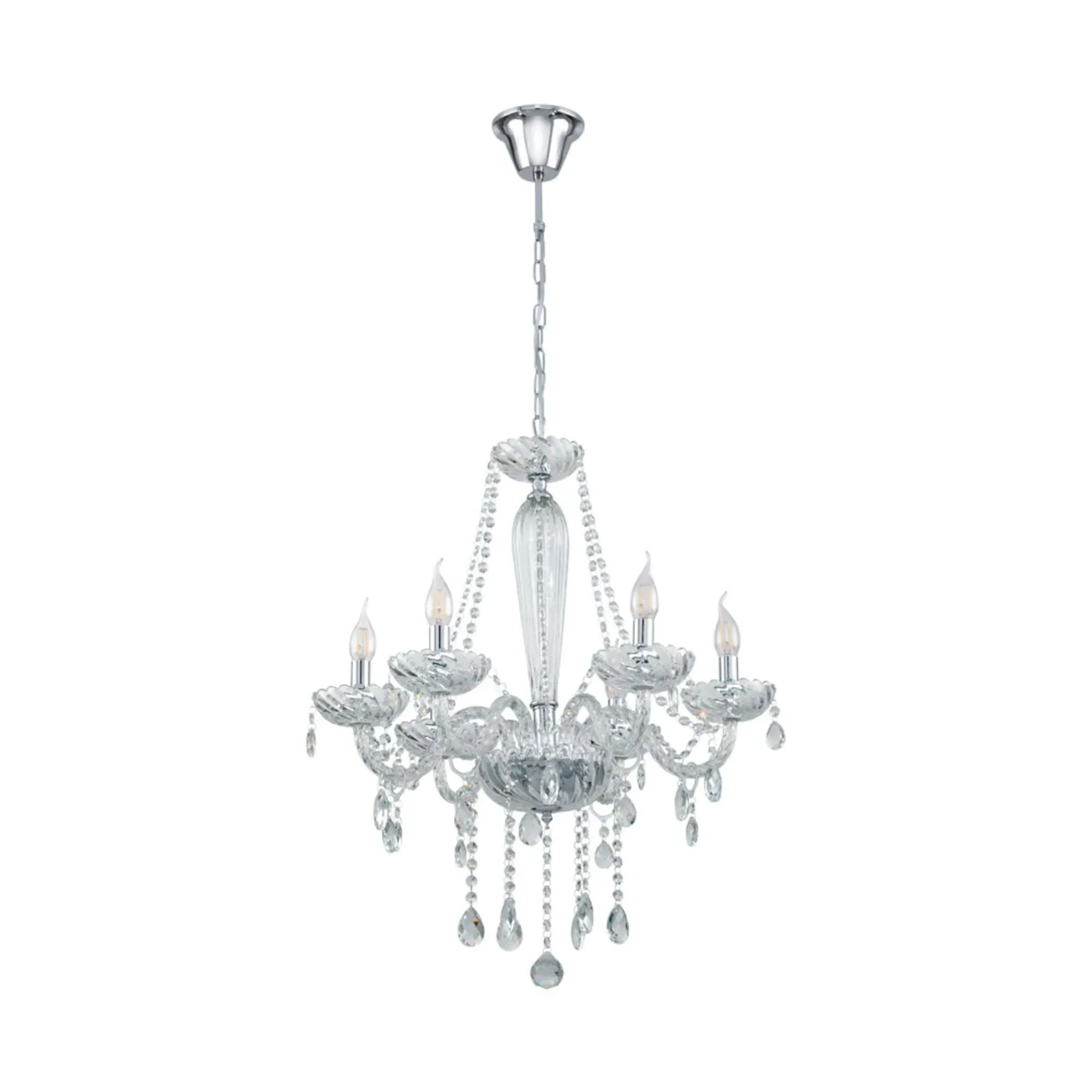 Basilano 6-Light Chandelier - Polished Chrome, Glass product
