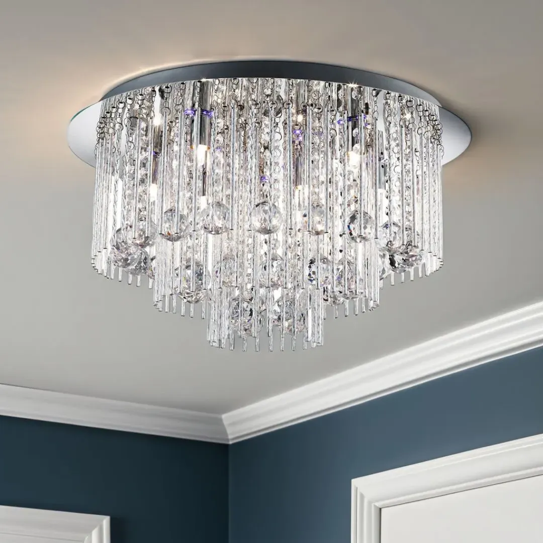 Beatrix 8-Light Flush Ceiling Light - Chrome, Crystal product