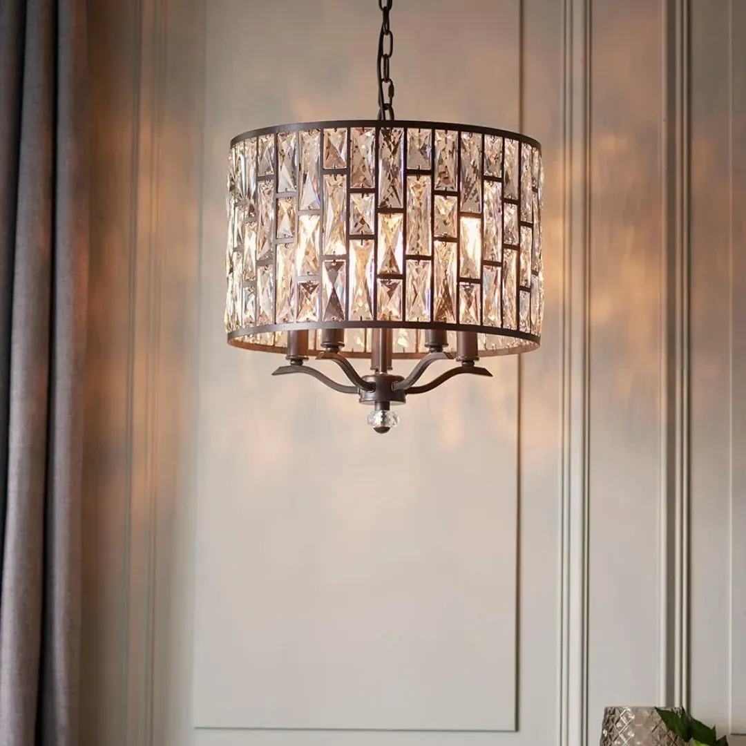 Belle 5-Light Pendant Ceiling Light - Dark Bronze, Crystal product