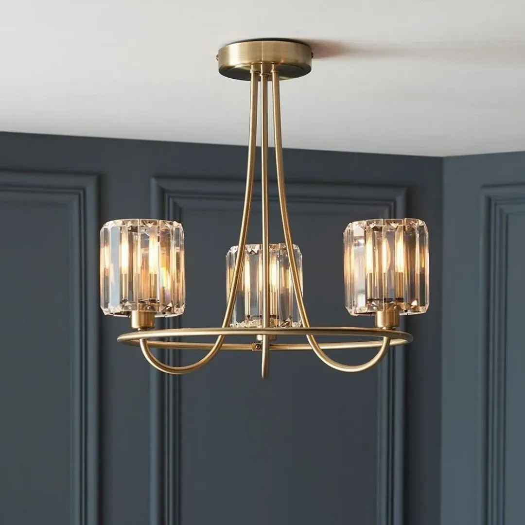 Berenice 3-Light Semi Flush Ceiling Light - Antique Brass product