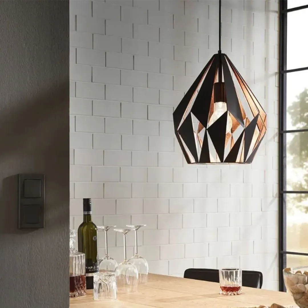 Bess Geometric Pendant Ceiling Light - Black, Copper product