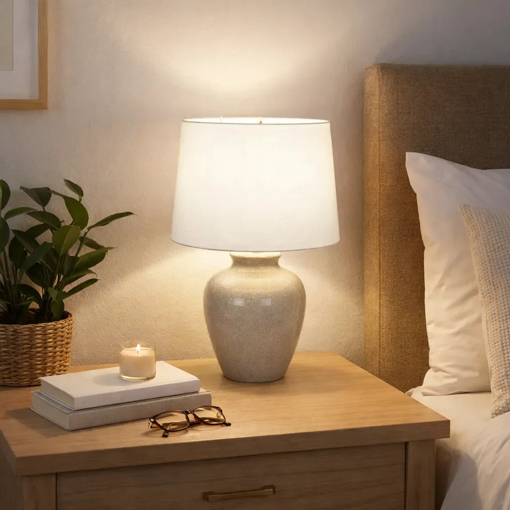 Bethany Crackle Ceramic Table Lamp - Dove Grey product