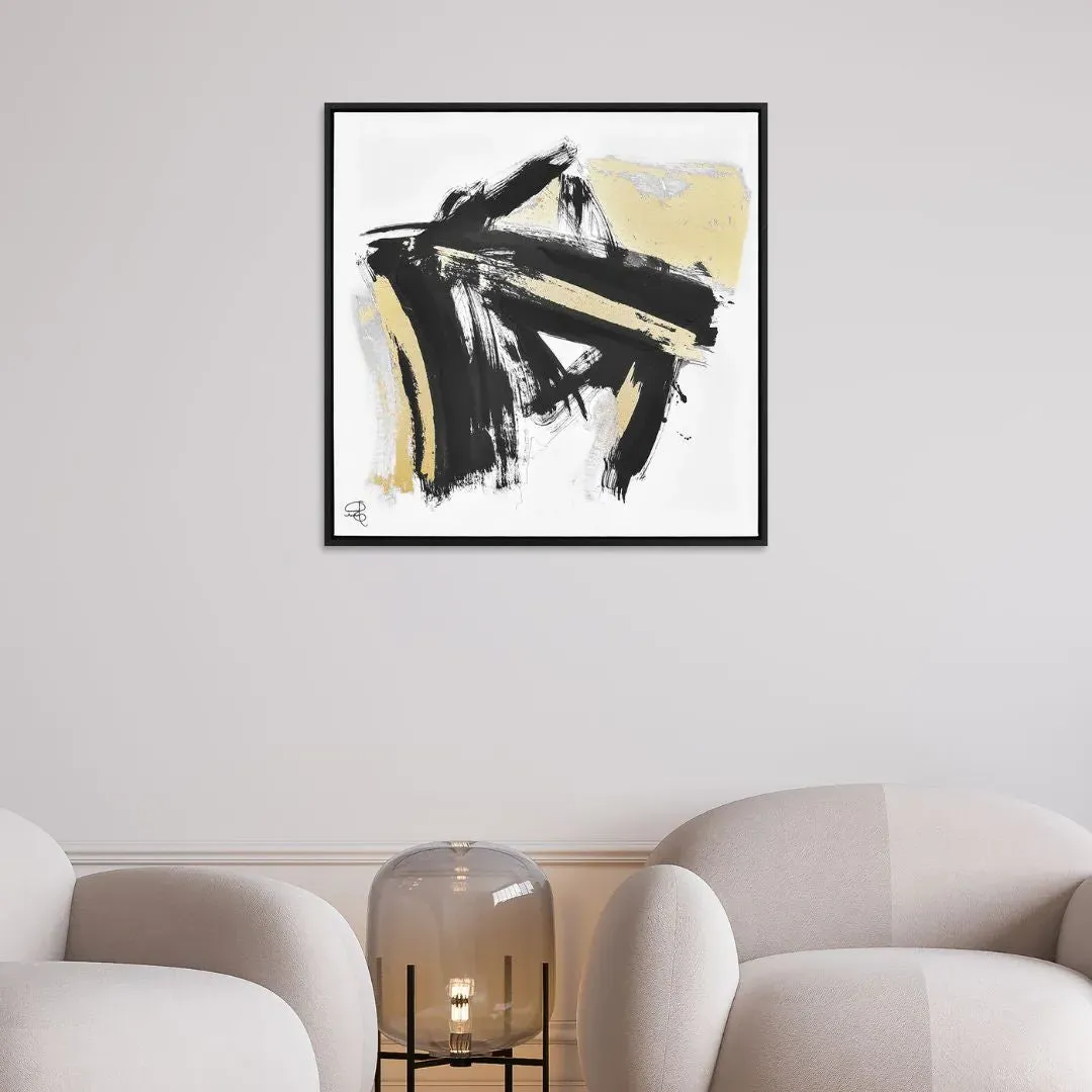 Between Layers I Square Abstract Wall Art - Black, Gold product