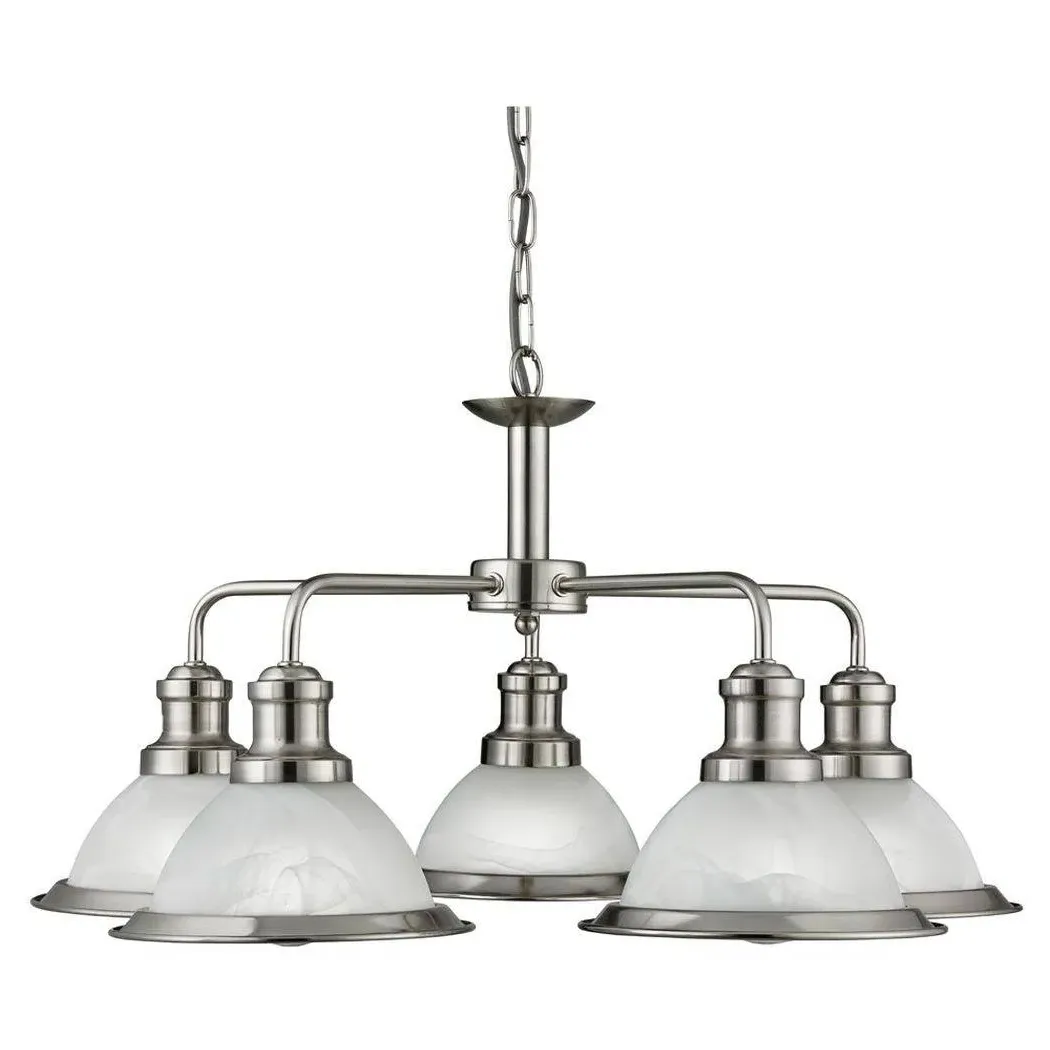 Bistro 5-Light Pendant Ceiling Light - Satin Silver, Marble Glass product
