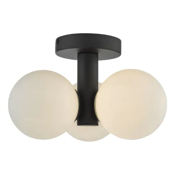 Blake Semi Flush Ceiling Light Dimmable IP44 - Black, Opal product