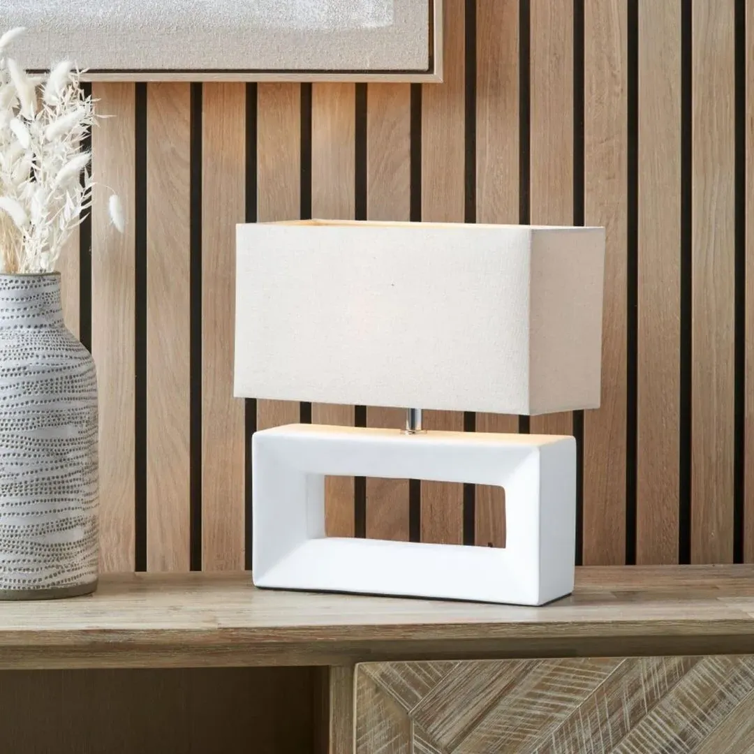 Block Rectangular Table Lamp - White, Ceramic product