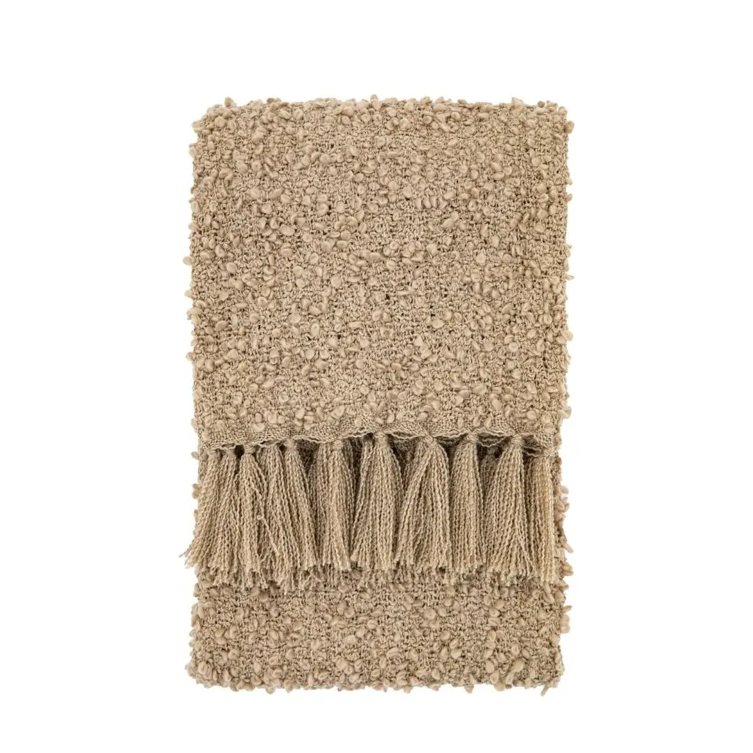 Bologna Throw with Tasselled Edge - Brown, Bouclé product