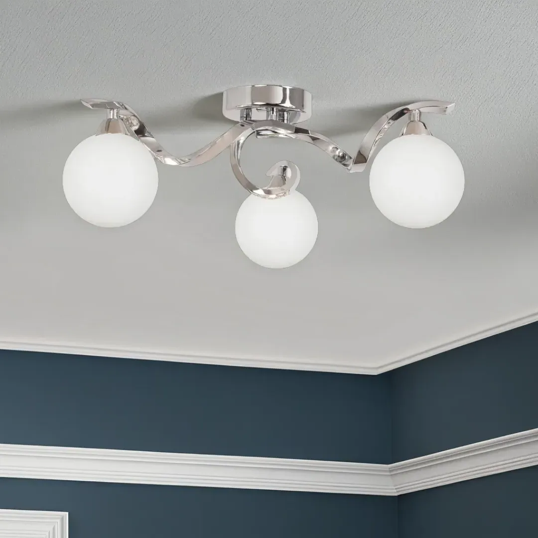 Bombo 3-Light Semi Flush Ceiling Light - Polished Chrome, Glass product