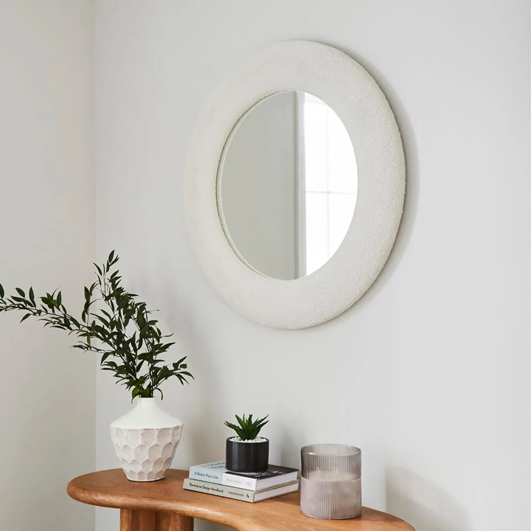 Bouclé Round Mirror - Cream product
