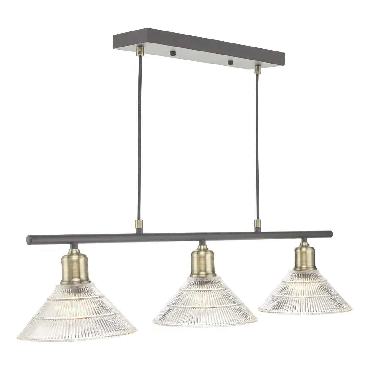 Boyd 3-Light Pendant - Antique Brass, Ribbed Glass product