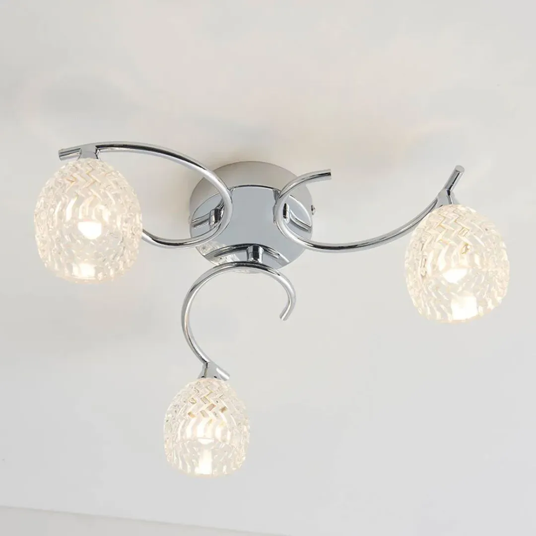 Boyer 3-Light Semi-Flush Ceiling Light - Polished Chrome, Cut Glass product